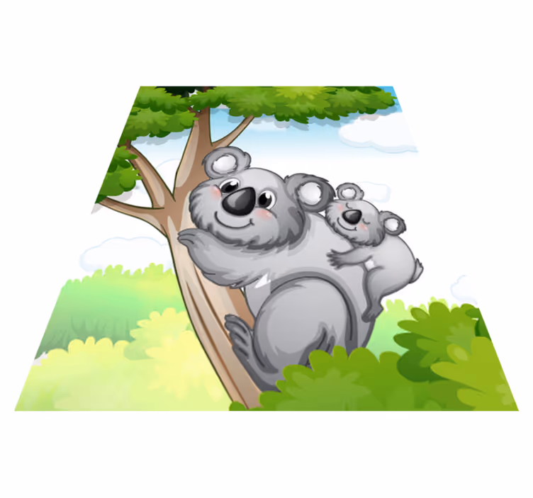 Alfombra vinílica animales koala madre e hijo - TenVinilo