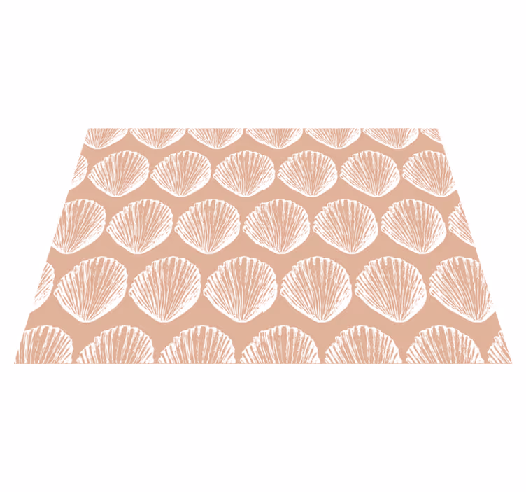 Alfombra vinílica animales patrón retro de conchas beige - TenVinilo