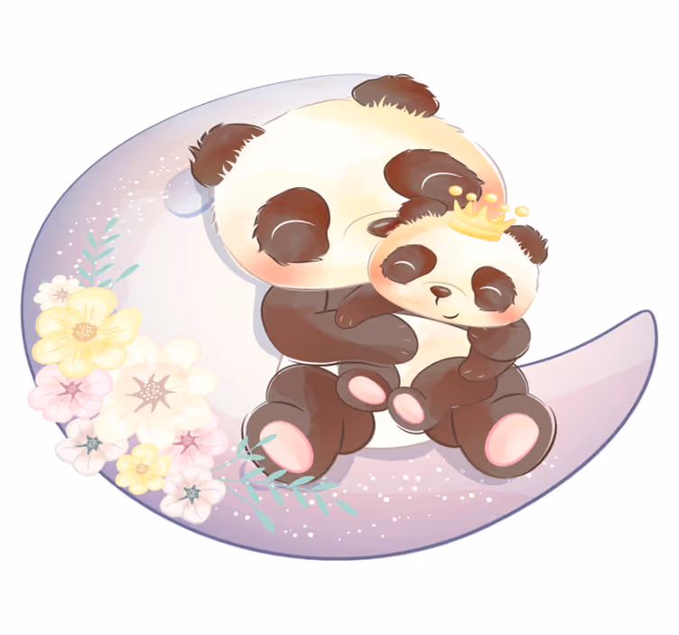 Alfombra vinílica animales dos pandas en la luna - TenVinilo