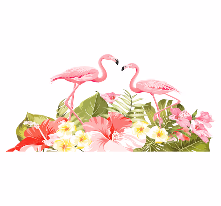 Alfombra vinílica animales flor tropical flamenco - TenVinilo
