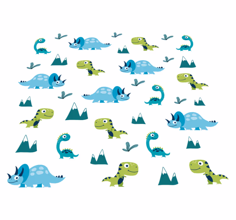 Alfombra vinílica animales conjunto montañas dinosaurios - TenVinilo