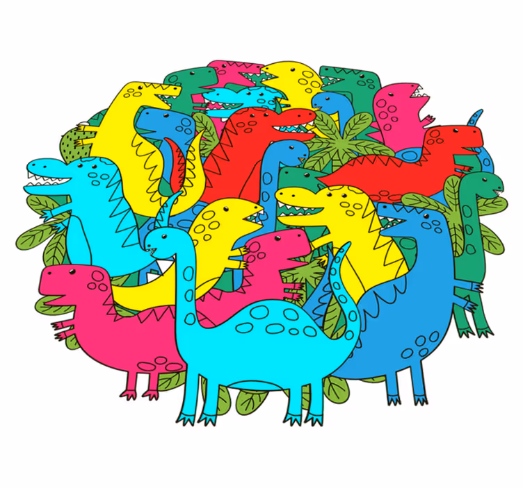 Alfombra vinílica animales dinosaurio colorido infantil - TenVinilo