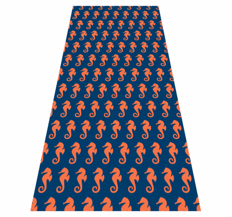 Alfombra vinílica animales patrón caballito de mar naranja - TenVinilo