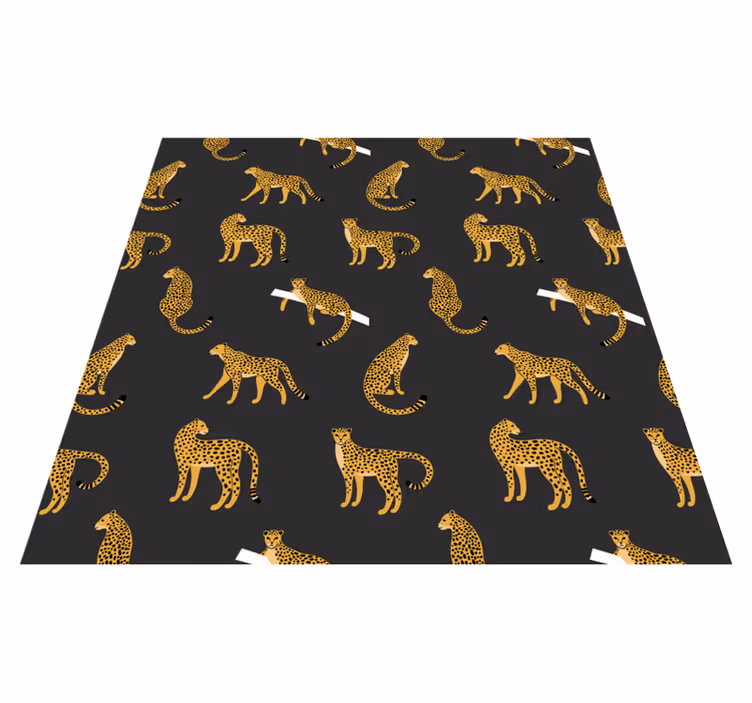 Alfombra vinílica animales leopardo sobre fondo oscuro - TenVinilo