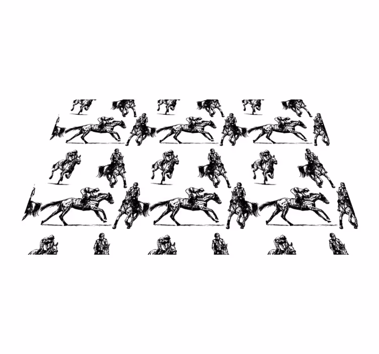 Alfombra vinílica animales caballo blanco y negro - TenVinilo