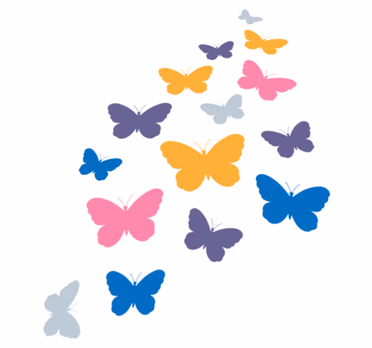 Alfombra vinílica animales mariposas multicolor volando - TenVinilo