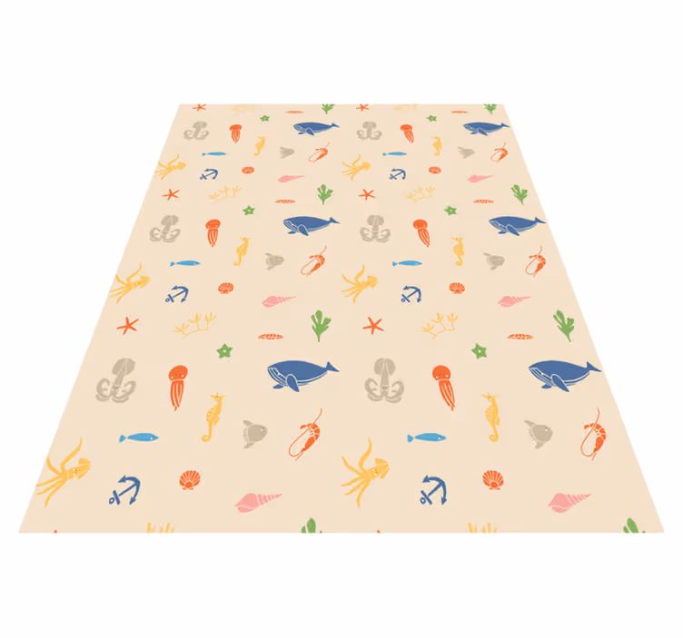 Alfombra vinílica animales patrón criaturas marinas - TenVinilo
