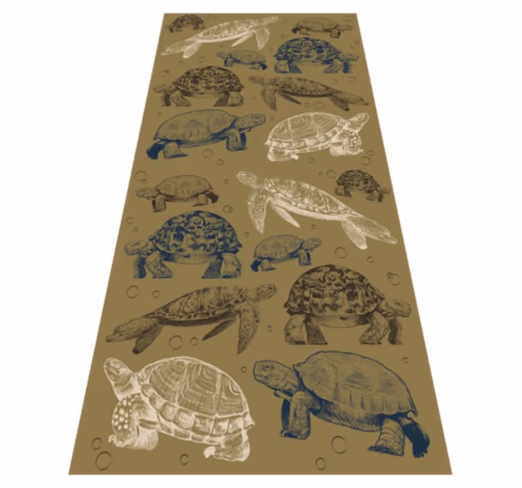 Alfombra vinílica animales tortugas sobre fondo beige - TenVinilo