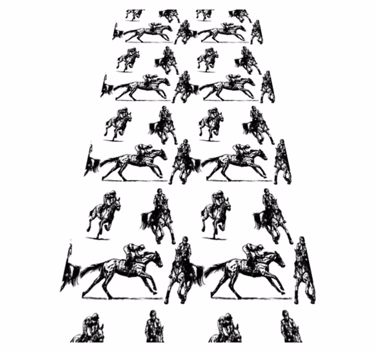 Alfombra vinílica animales patrón caballo blanco y negro - TenVinilo