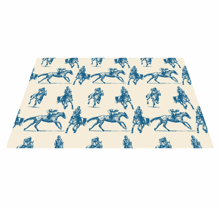 Alfombra vinílica animales caballo azul y beige - TenVinilo