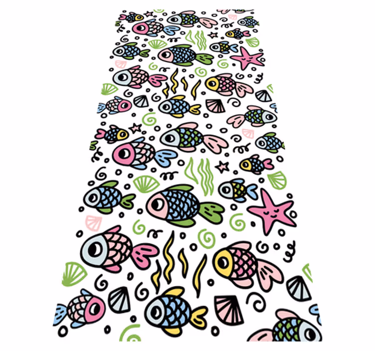 Alfombra vinílica animales patrón peces multicolor - TenVinilo