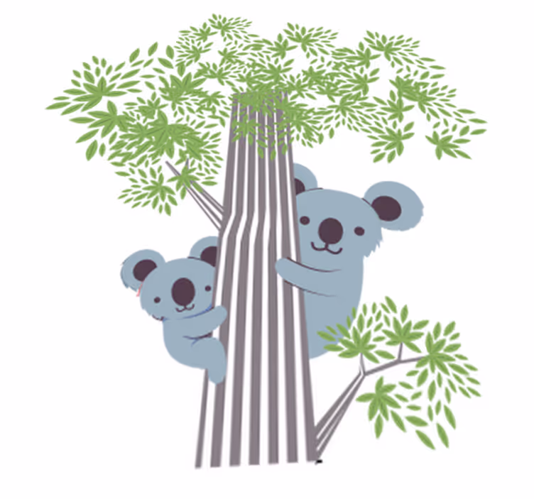 Alfombra vinílica animales koalas en un árbol - TenVinilo