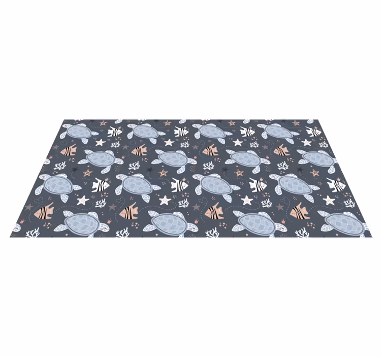Alfombra vinílica animales con diseño de tortuga juguetona - TenVinilo