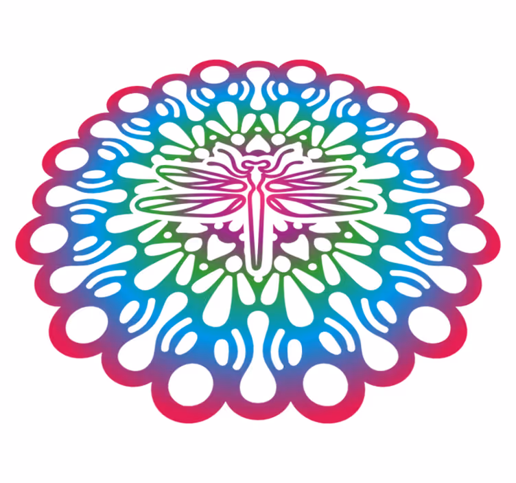Alfombra vinílica animales mandala de libélula colorida - TenVinilo