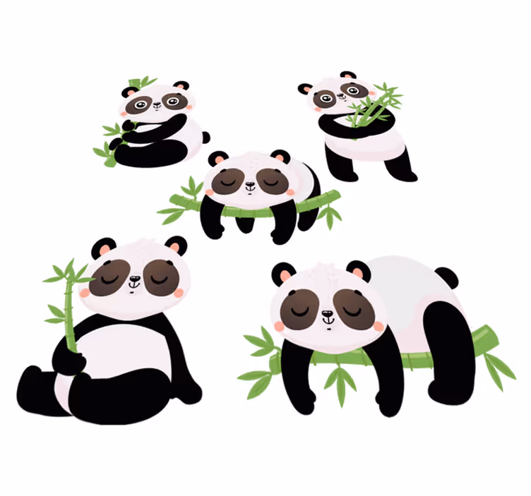 Alfombra vinílica animales ilustraciones de panda lindo - TenVinilo
