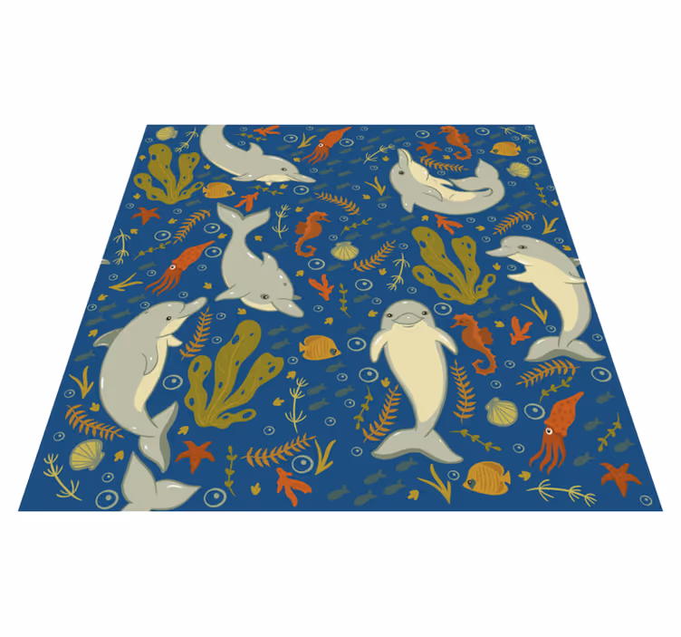 Alfombra vinílica animales vida marina divertida - TenVinilo