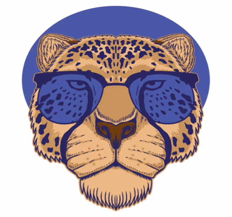Alfombra vinílica animales leopardo con gafas - TenVinilo