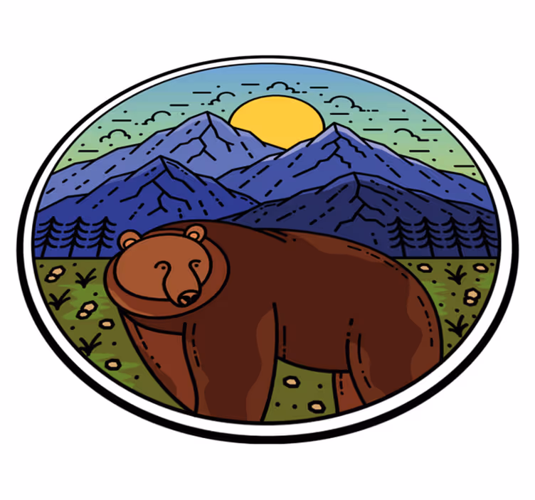 Alfombra vinílica animales oso en paisaje - TenVinilo