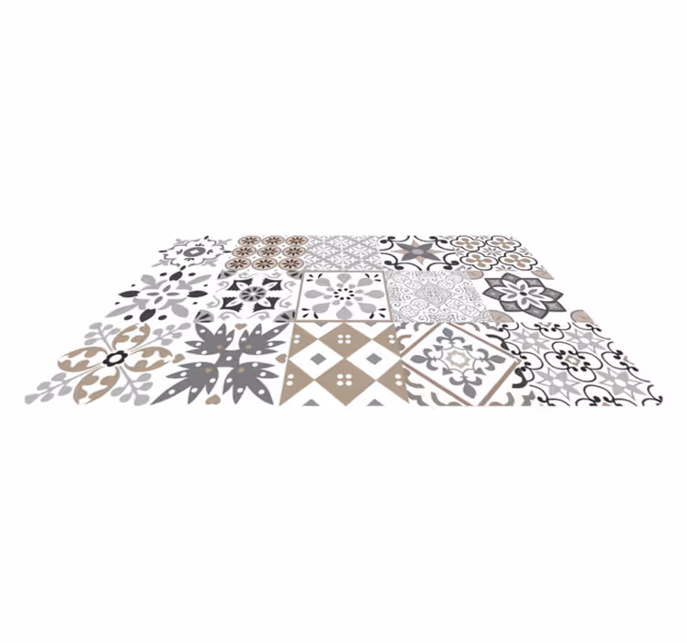 Alfombra vinílica cocina mosaico de baldosas geométricas - TenVinilo