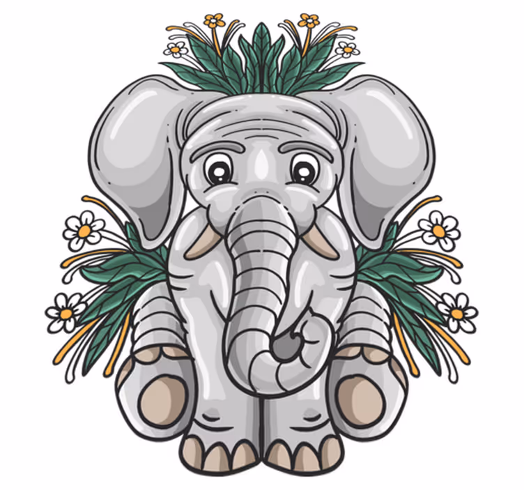 Alfombra vinílica animales ilustración de elefante lindo - TenVinilo