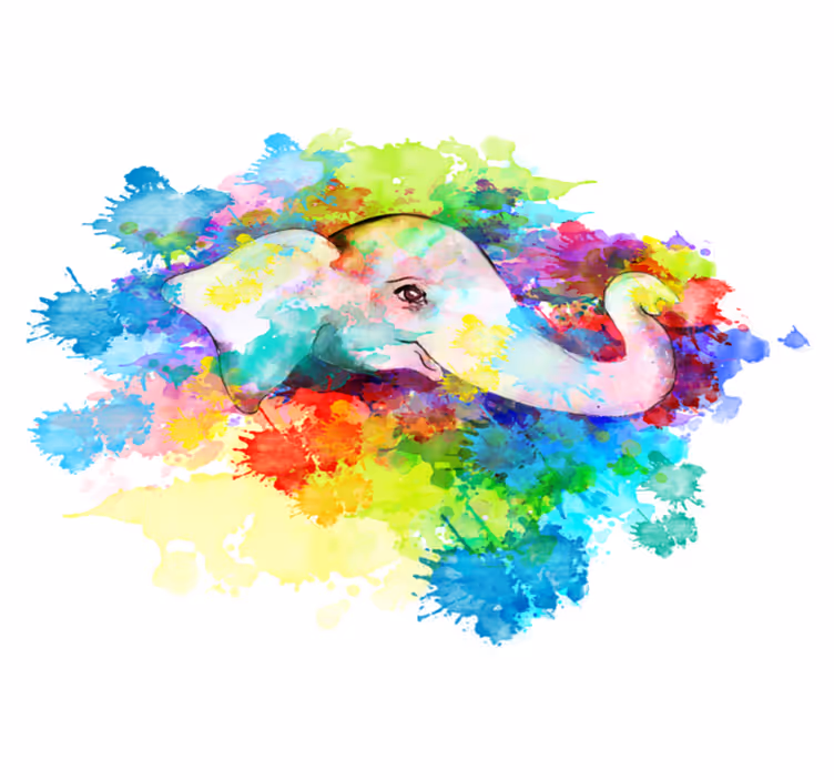 Alfombra vinílica animales elefante colorido salpicado - TenVinilo