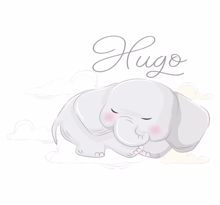 Alfombra vinílica animales elefante en nubes - TenVinilo