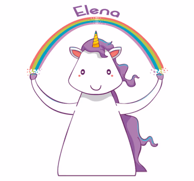 Alfombra vinílica animales unicornio y arcoíris con nombre - TenVinilo