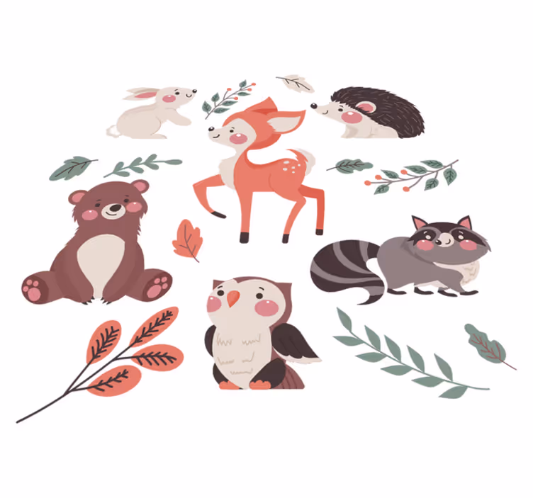 Alfombra vinílica animales de bosque en otoño - TenVinilo