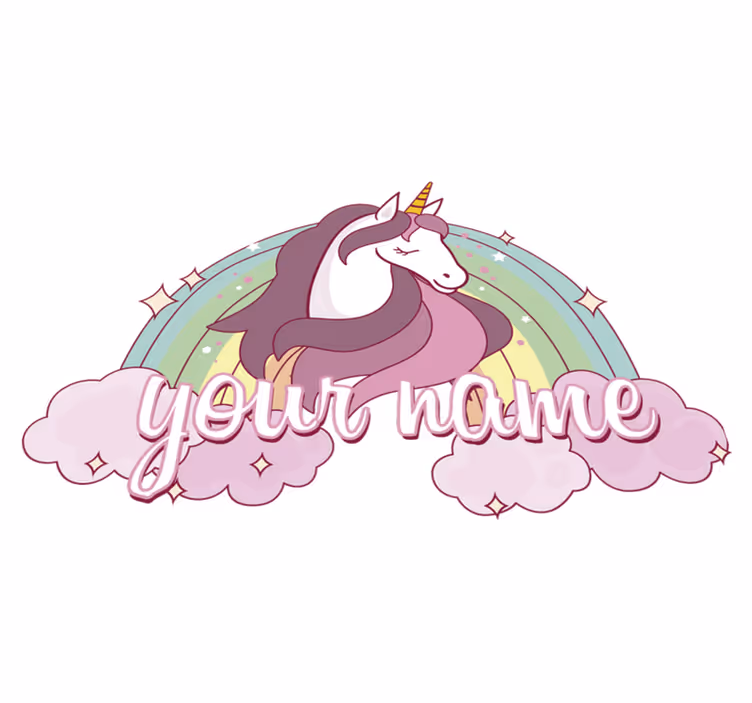 Alfombra vinílica animales unicornio rosa con nombre - TenVinilo
