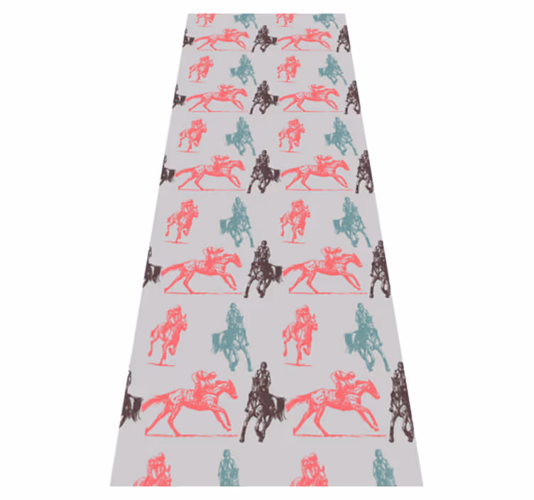 Alfombra vinílica animales diseño de caballos en gris - TenVinilo