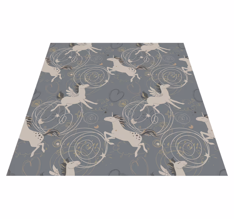 Alfombra vinílica animales unicornios pegaso fondo oscuro - TenVinilo