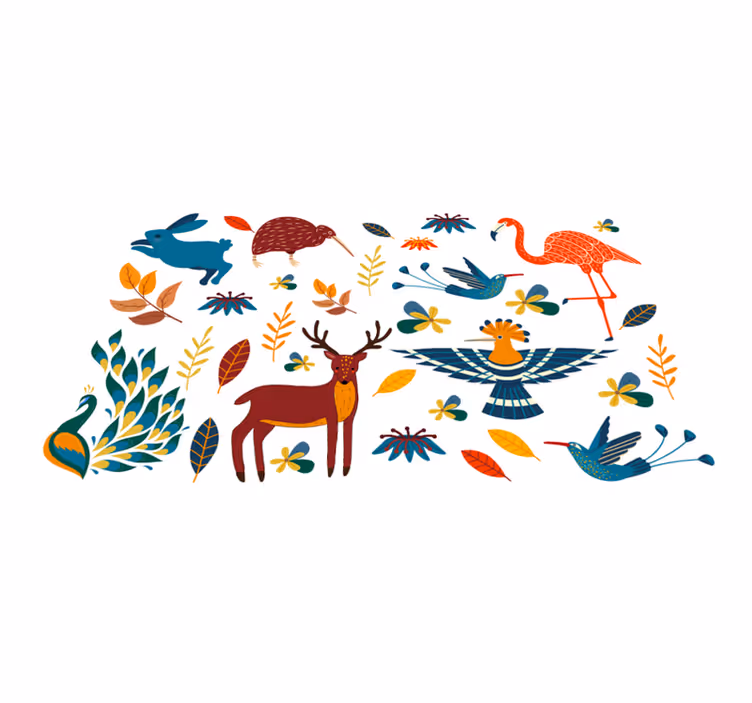 Alfombra vinílica animales estampados de animales coloridos - TenVinilo