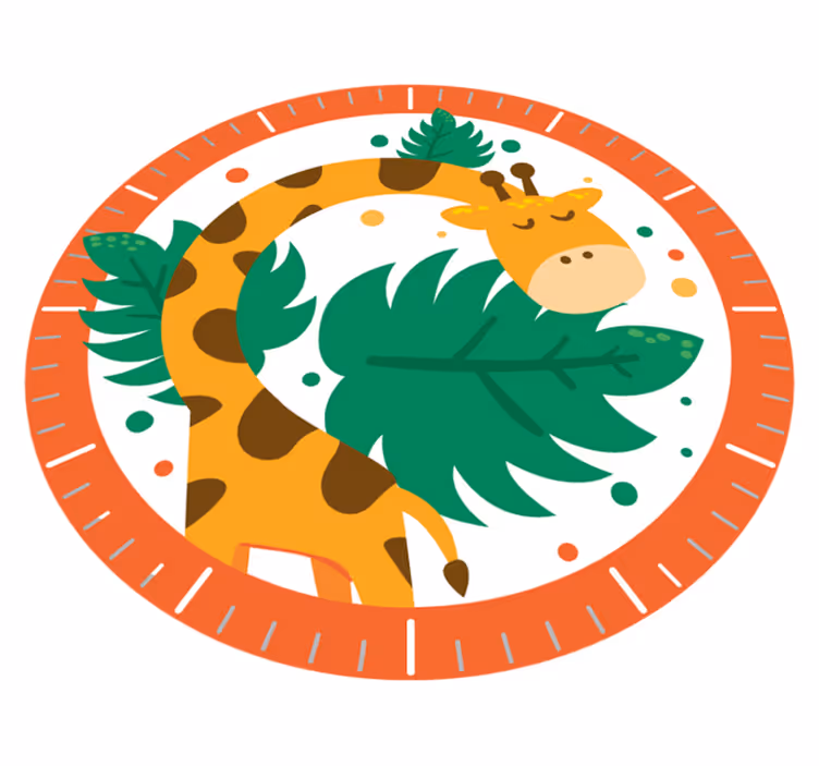 Alfombra vinílica animales reloj infantil jirafa - TenVinilo