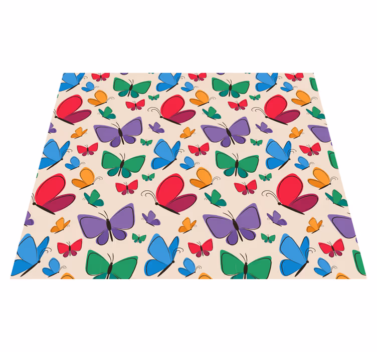 Alfombra vinílica animales mariposas volando infantiles - TenVinilo