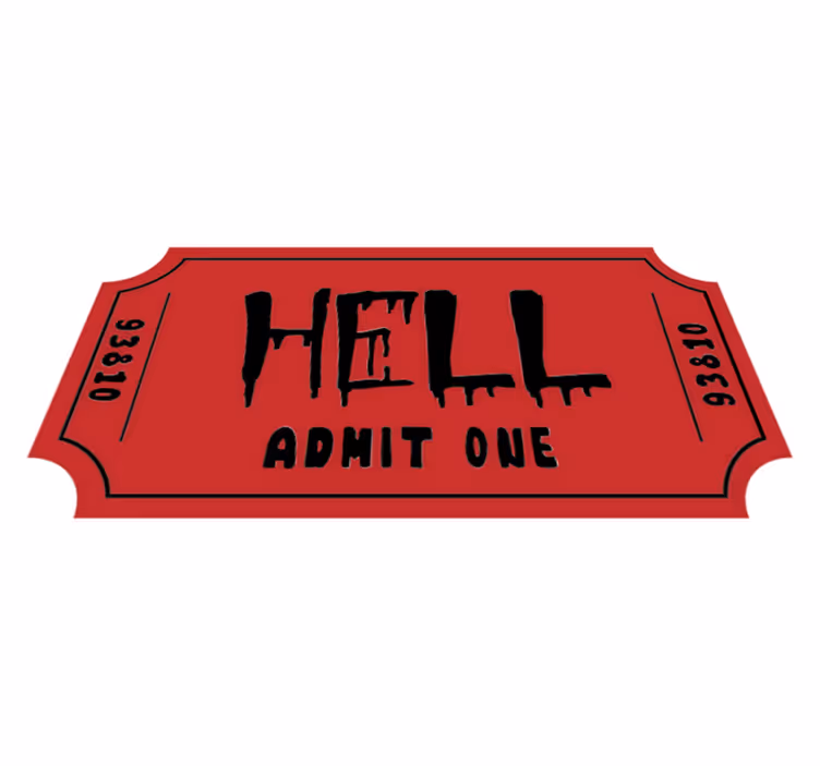 Alfombra vinílica halloween ticket al infierno - TenVinilo
