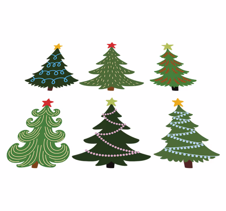 Alfombra vinílica navidad set de árboles coloridos - TenVinilo