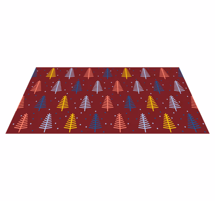 Alfombra vinílica navidad patrón colorido de pinos - TenVinilo