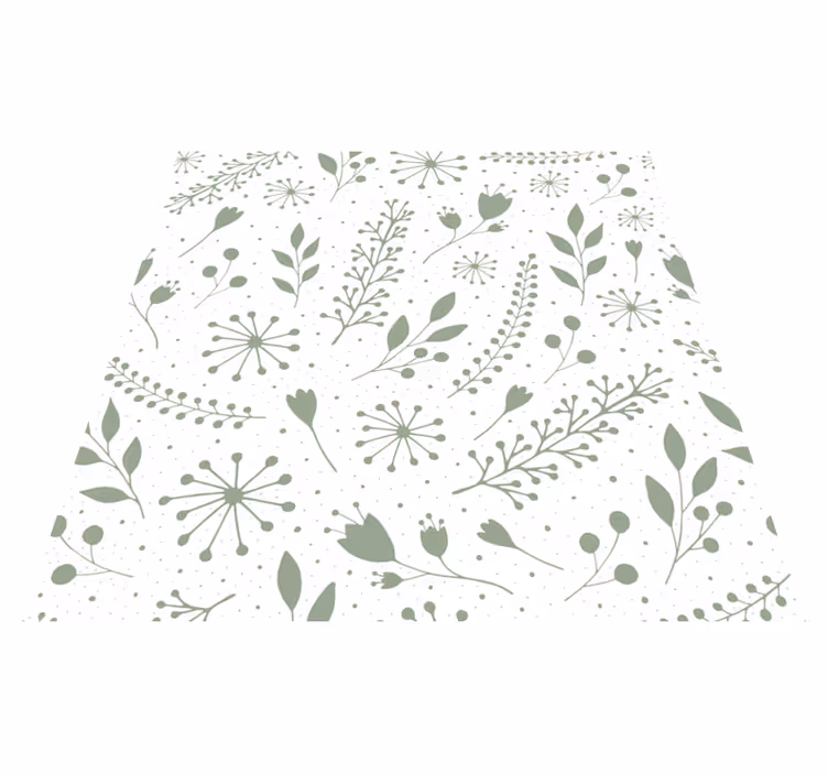 Alfombra vinílica flores hojas verdes con diseño floral - TenVinilo
