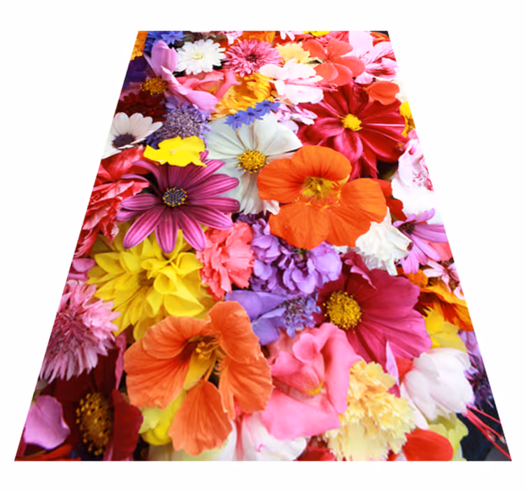 Alfombra vinílica flores abundantes y coloridas - TenVinilo