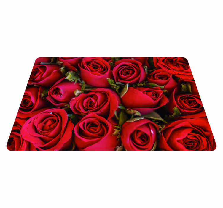 Alfombra vinílica flores estilo floral rojo - TenVinilo