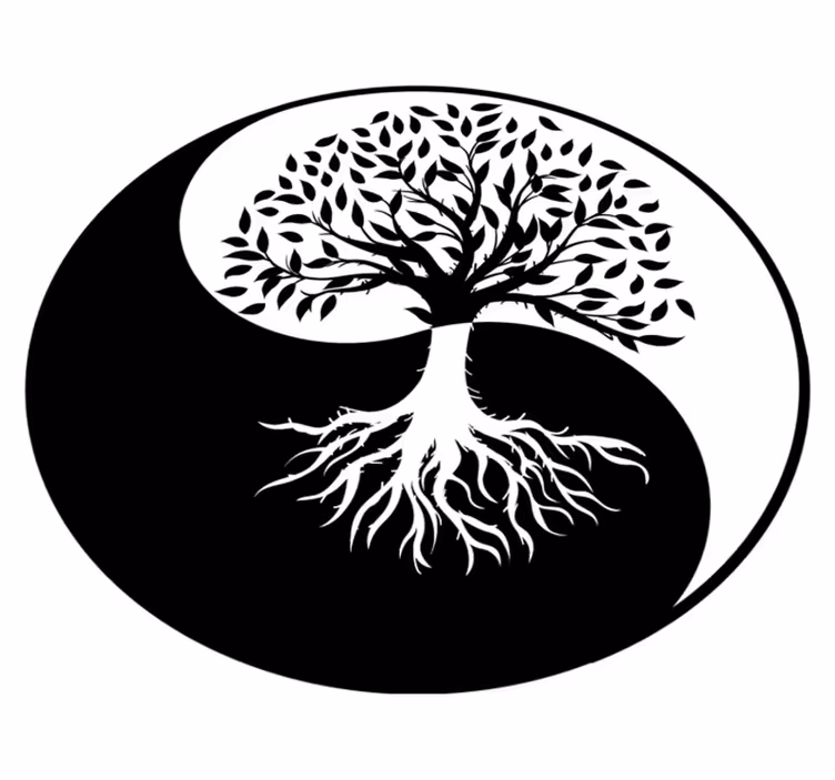 Alfombra vinílica flores Árbol de la vida yin y yang - TenVinilo