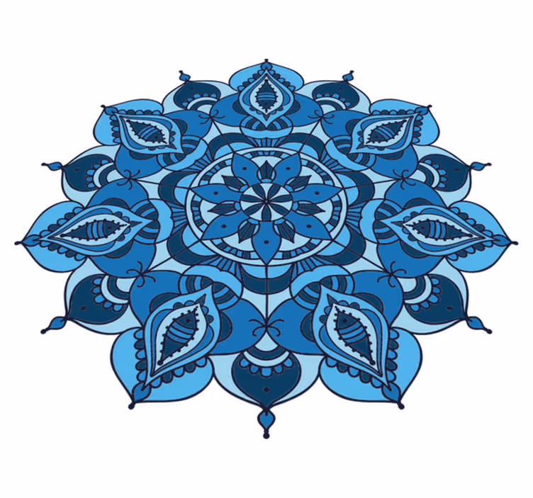 Alfombra vinílica flores mandala azul loto - TenVinilo
