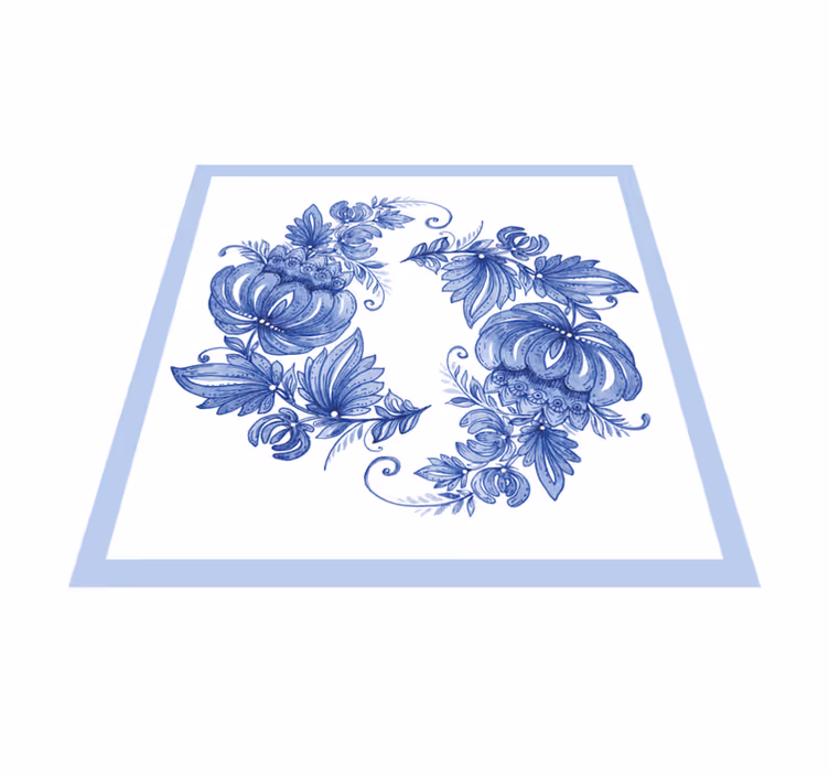 Alfombra vinílica flores diseño azul floral - TenVinilo