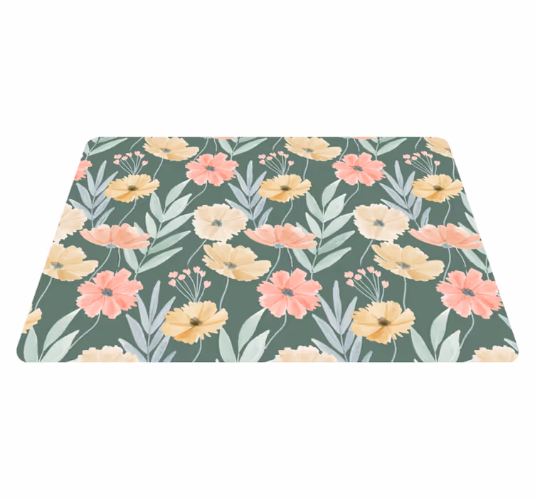 Alfombra vinílica flores patrón floral acuarela original - TenVinilo