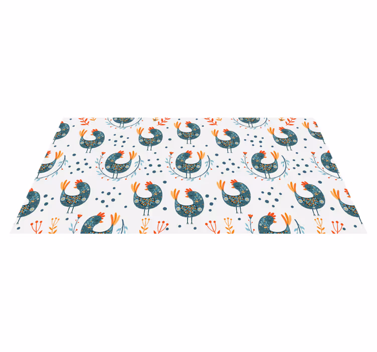 Alfombra vinílica flores gallinas y flores - TenVinilo