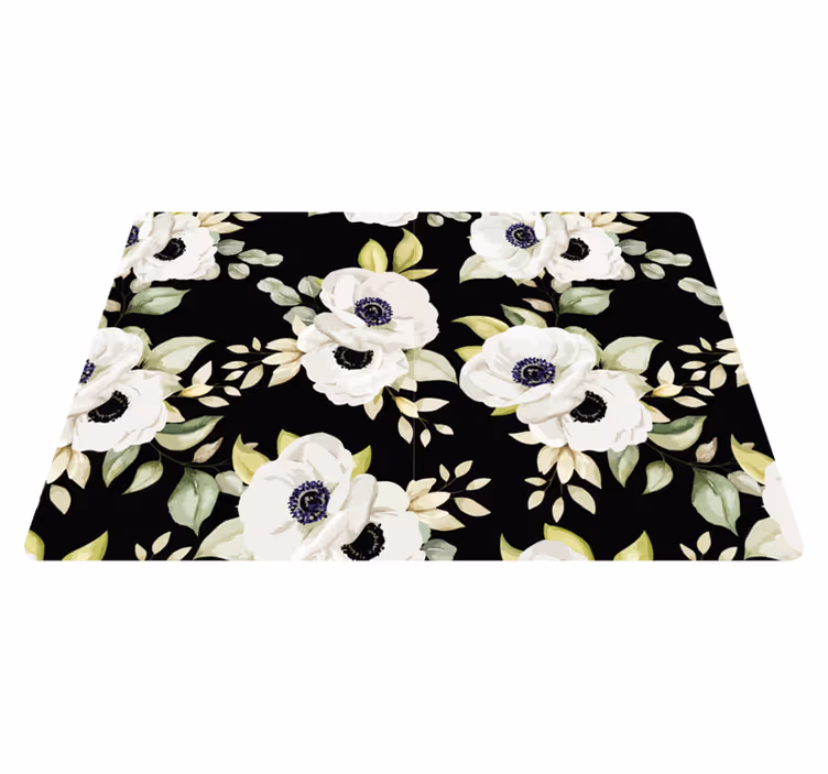 Alfombra vinílica flores estilo negro elegante - TenVinilo