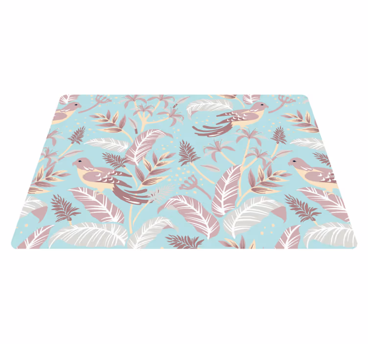 Alfombra vinílica flores patrón de flores azul y rosa - TenVinilo