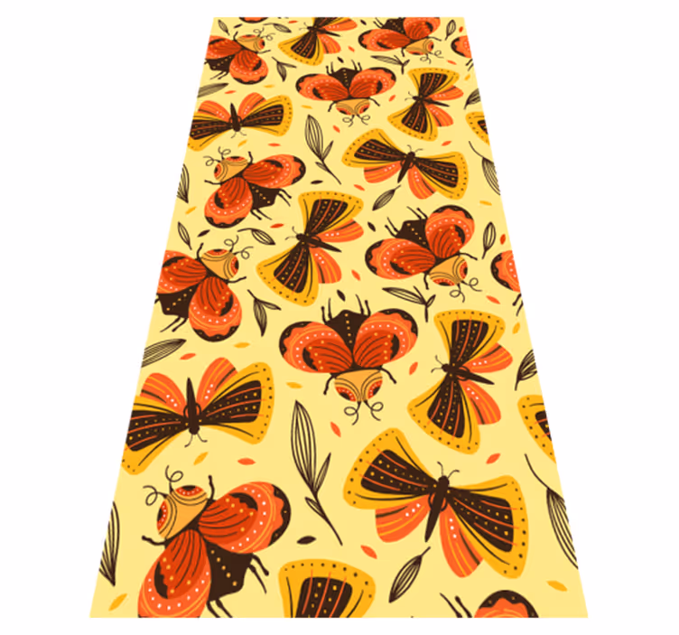 Alfombra vinílica flores mariposa en flor - TenVinilo