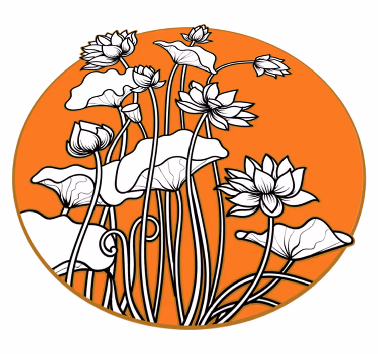 Alfombra vinílica flores estilo ilustración loto - TenVinilo
