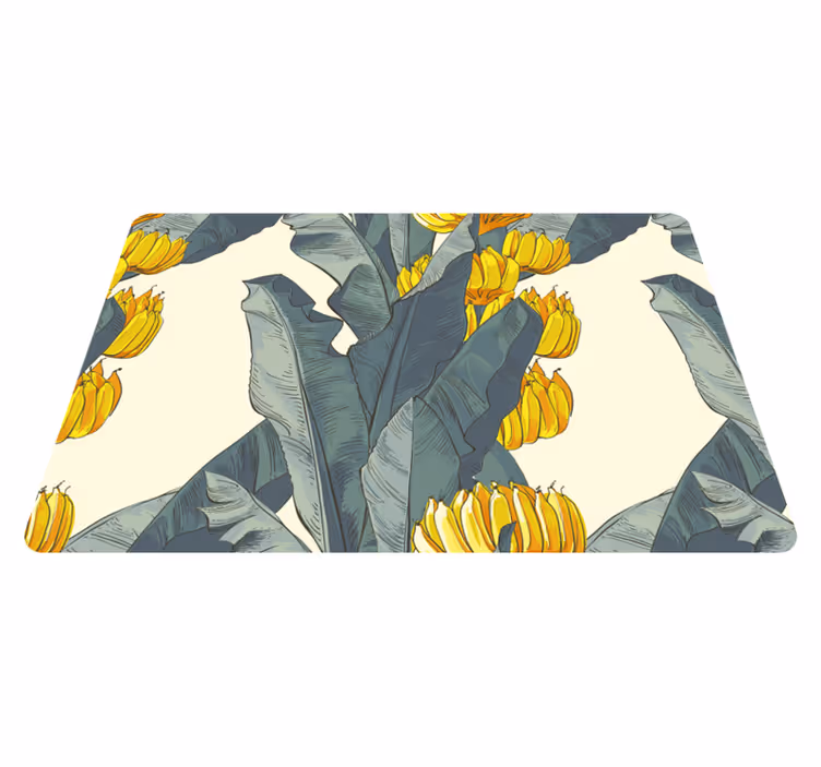 Alfombra vinílica flores diseño artístico de plátano - TenVinilo